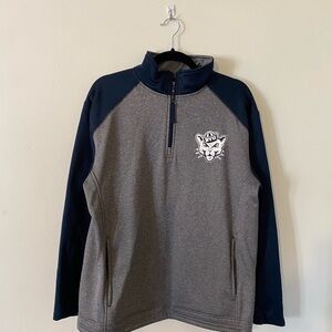 Throwback BYU Gray and Navy Quarter-Zip - Medium
